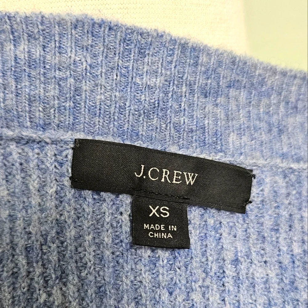 J. Crew Knit Crewneck Sweater Women's Blue Waffe Long Sleeve Size XS Like New